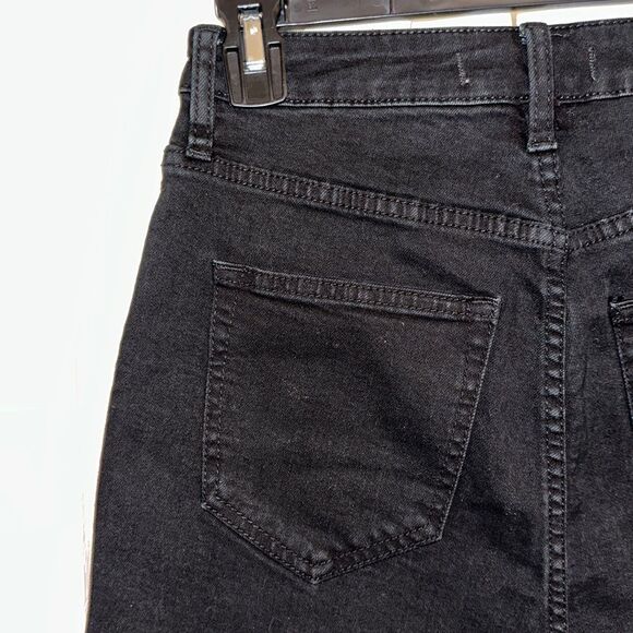 free people 26 crvy High Rise Black Raw Fringe Frayed Hem Denim Shorts - Picture 10 of 13